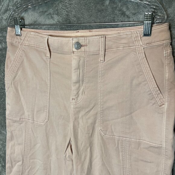 Chicos 1 Women Embroidered Utility High Rise Straight Leg Ankle Pants 8 Pink - Picture 3 of 12